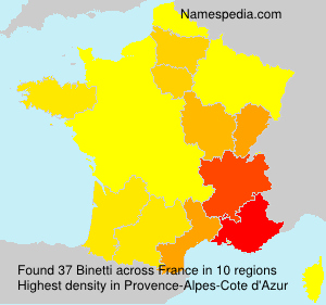 Surname Binetti in France Surname Binetti in France