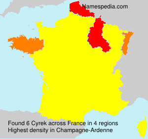Surname Cyrek in France Surname Cyrek in France