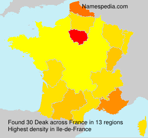 Surname Deak in France Surname Deak in France