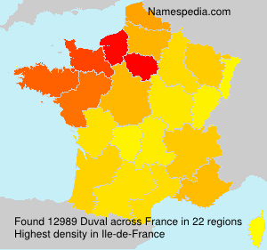 Surname Duval in France Surname Duval in France