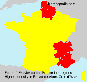 Surname Exavier in France Surname Exavier in France