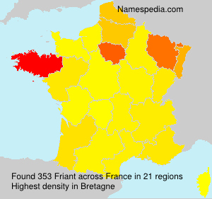 Surname Friant in France Surname Friant in France