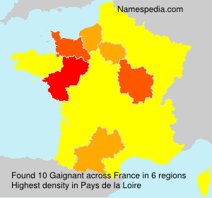 Surname Gaignant in France Surname Gaignant in France
