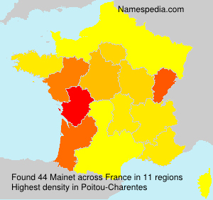 Surname Mainet in France Surname Mainet in France