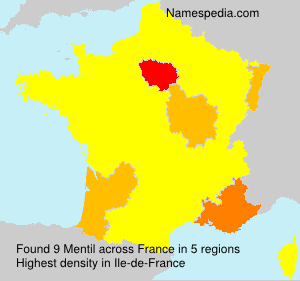 Surname Mentil in France Surname Mentil in France