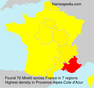 Surname Miretti in France Surname Miretti in France