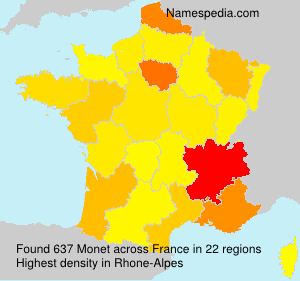 Surname Monet in France Surname Monet in France