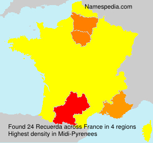 Surname Recuerda in France Surname Recuerda in France