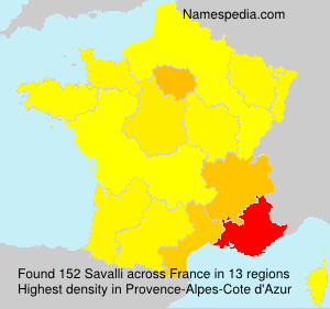 Surname Savalli in France Surname Savalli in France
