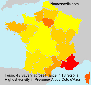 Surname Savery in France Surname Savery in France