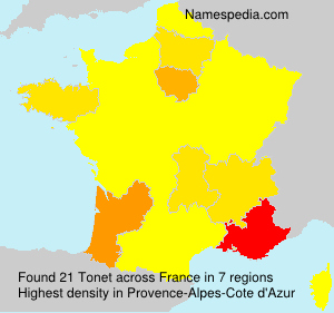 Surname Tonet in France Surname Tonet in France