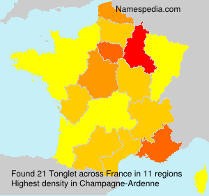 Surname Tonglet in France Surname Tonglet in France