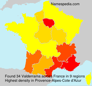 Surname Valderrama in France Surname Valderrama in France