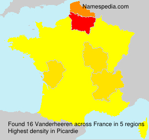 Surname Vanderheeren in France Surname Vanderheeren in France