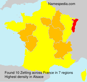 Surname Zetting in France Surname Zetting in France