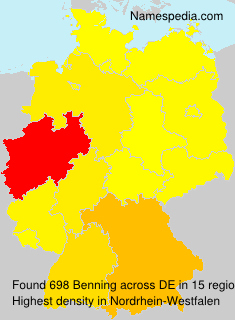 Surname Benning in Germany Surname Benning in Germany