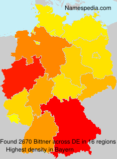 Surname Bittner in Germany Surname Bittner in Germany