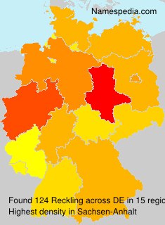Surname Reckling in Germany Surname Reckling in Germany