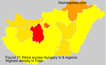 Surname Klima in Hungary Surname Klima in Hungary