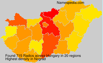 Surname Radics in Hungary Surname Radics in Hungary