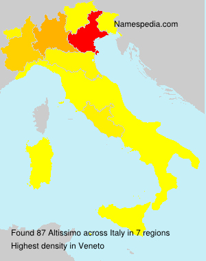 Surname Altissimo in Italy Surname Altissimo in Italy