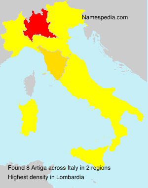 Surname Artiga in Italy