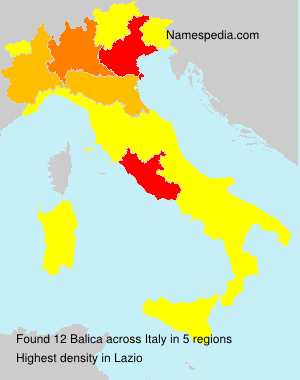 Surname Balica in Italy Surname Balica in Italy