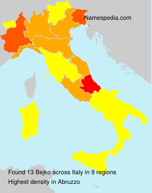 Surname Bejko in Italy Surname Bejko in Italy