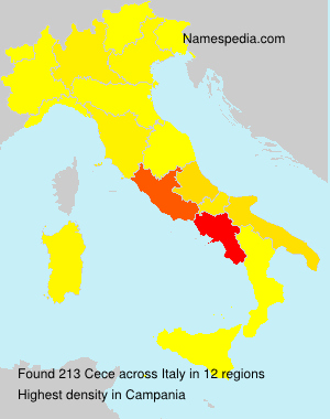 Surname Cece in Italy Surname Cece in Italy