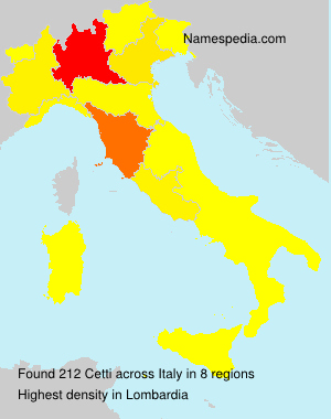 Surname Cetti in Italy Surname Cetti in Italy
