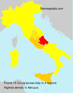 Surname Cincis in Italy Surname Cincis in Italy