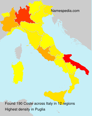 Surname Coste in Italy Surname Coste in Italy