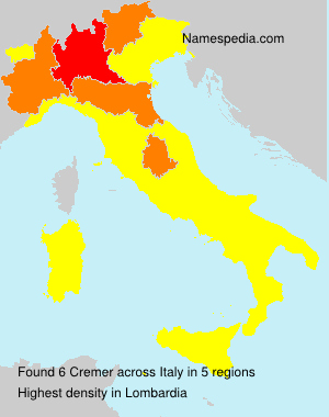 Surname Cremer in Italy Surname Cremer in Italy