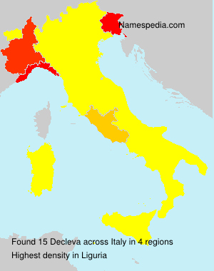 Surname Decleva in Italy Surname Decleva in Italy