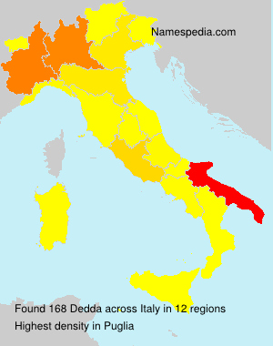 Surname Dedda in Italy Surname Dedda in Italy