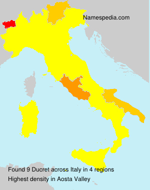 Surname Ducret in Italy Surname Ducret in Italy