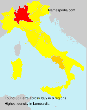 Surname Ferre in Italy Surname Ferre in Italy