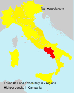 Surname Foria in Italy Surname Foria in Italy