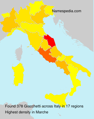 Surname Giacchetti in Italy