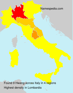 Surname Hwang in Italy Surname Hwang in Italy