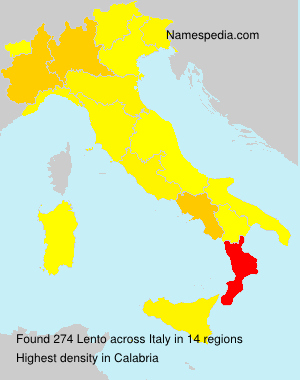 Surname Lento in Italy Surname Lento in Italy
