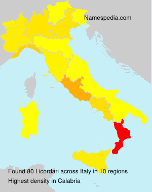 Surname Licordari in Italy