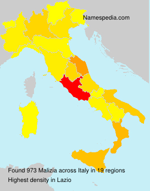 Surname Malizia in Italy Surname Malizia in Italy