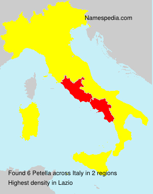 Surname Petella in Italy Surname Petella in Italy