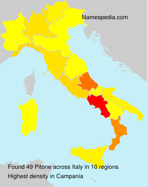 Surname Pitone in Italy Surname Pitone in Italy