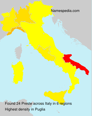 Surname Preste in Italy Surname Preste in Italy