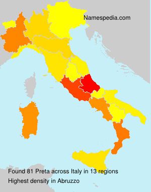 Surname Preta in Italy Surname Preta in Italy