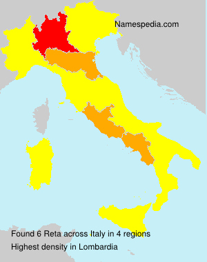Surname Reta in Italy Surname Reta in Italy