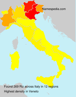 Surname Riz in Italy Surname Riz in Italy