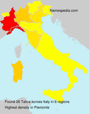 Surname Talice in Italy Surname Talice in Italy